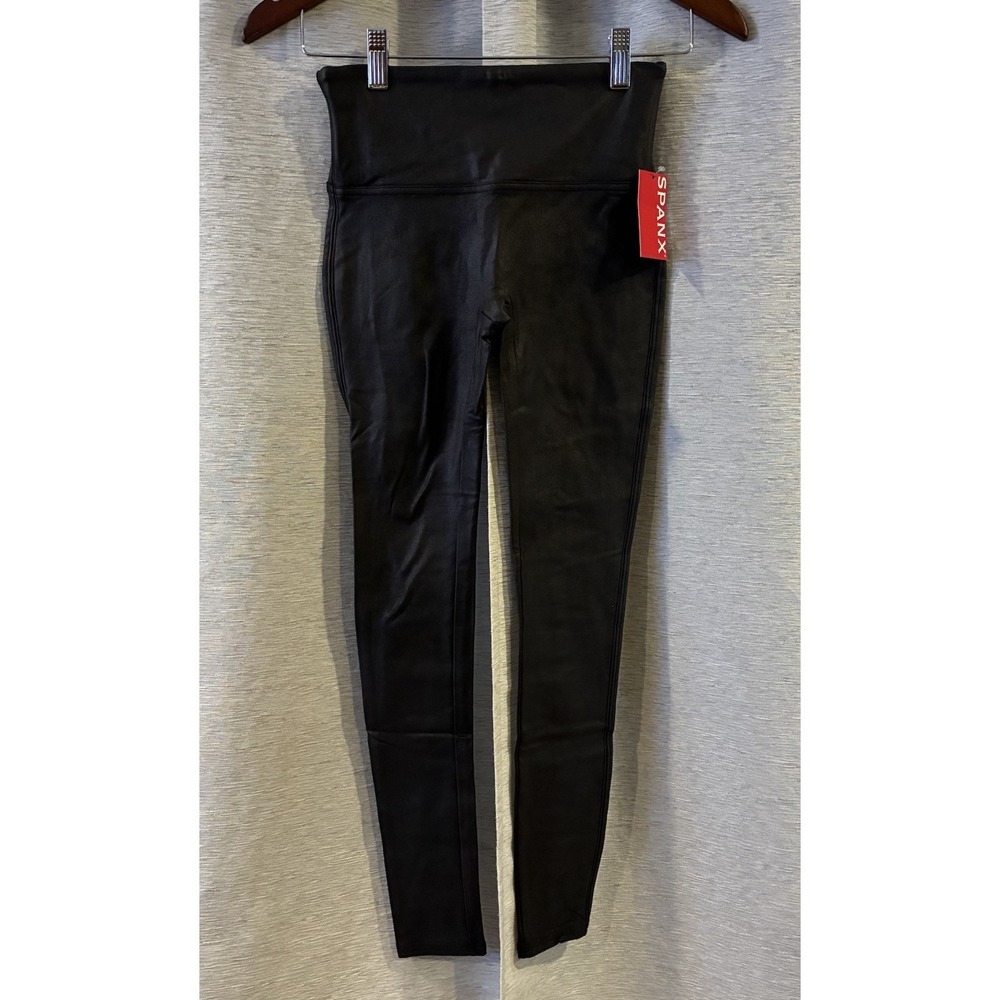 Spanx New SPANXshape Faux Leather Leggings Black Women's Size Small NWT